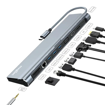 MagBac USB C Docking Station HDMI DP VGA, 