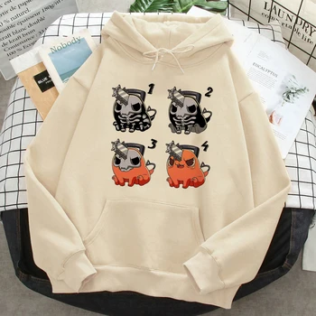 Pochita hoodies moterų juokingi grafikos y2k estetinės long sleeve top Megztinis megztinis moteriška anime susagstomi megztiniai