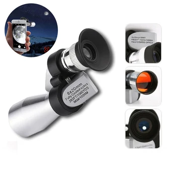 8x20 HD Mini Pocket Zoom Monokuliariniai Teleskopas Lauko Mobiliojo Telefono Kampe Teleskopas Mažai Šviesos Naktinio Matymo Medžioklės Kempingas