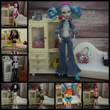 Mados Lėlės Drabužių Nustatyti Monster High Lėlės Marškinius, Suknelę, Kelnes, Kelnės Sijonas Už MH, Komplektai, Vaikams, PASIDARYK pats Reikmenys, Žaislai