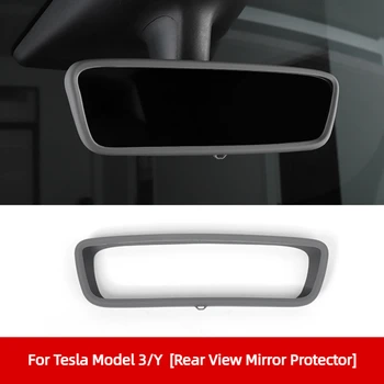 Už Tesla Modelis 3 Modelis Y Interjero Veidrodis Raštas Padengti Silikono atsparus Įbrėžimams, Apdailos Rėmas Stiliaus Automobilių Reikmenys
