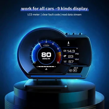 Karšto Naujausias Head Up Display Auto Ekranas OBD2+GPS Protingas Automobilis HUD Matuoklis Skaitmeninis Odometras Apsaugos Signalizacija Vandens ir Alyvos Temp. RPM