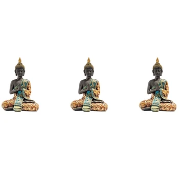 Karšto 3X Budos Statula Tailandas Skulptūra Dervos Rankų darbo Budizmo, Induizmo Feng Shui Statulėlės Meditacija Namų Dekoro Ornamentu