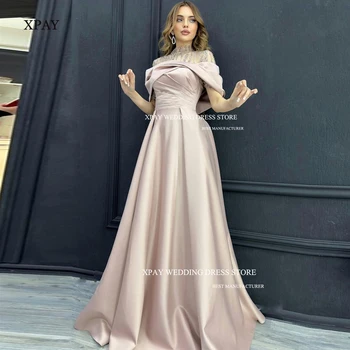 XPAY Blizgučiai Aukšto Kaklo Linija arabų Dubajaus Moterų vakarinės Suknelės Grindų Ilgis Prom Chalatai ypatinga Proga-Suknelė Elegantiškas 2023