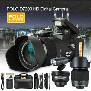 POLO D7200 2024 HD Skaitmeninis Fotoaparatas 24X Artinimo Plataus kampo Micro Vieną Ličio Bateriją Tris Objektyvas Lauko vaizdo kamera