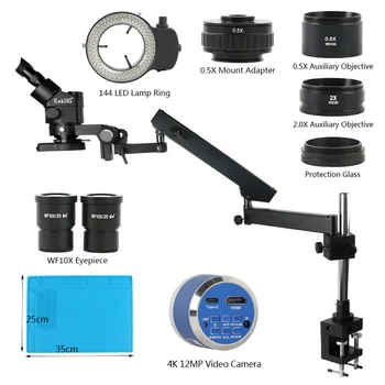 45X vienu metu-židinio Trinokulinis Stereo Mikroskopas 4k 2K 48MP 55MP HDMI, USB, VGA Vaizdo Kameros aiškiai išsakyti Rankos Ramstis Apkabos Remonto Rinkinys